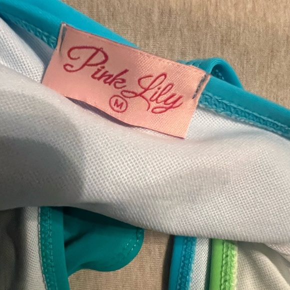 Pink Lily Lime and Teal One-Shoulder Swimsuit | Size Medium - Picture 4 of 5